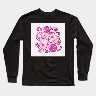 Pink Purple Abstract Line Art Long Sleeve T-Shirt